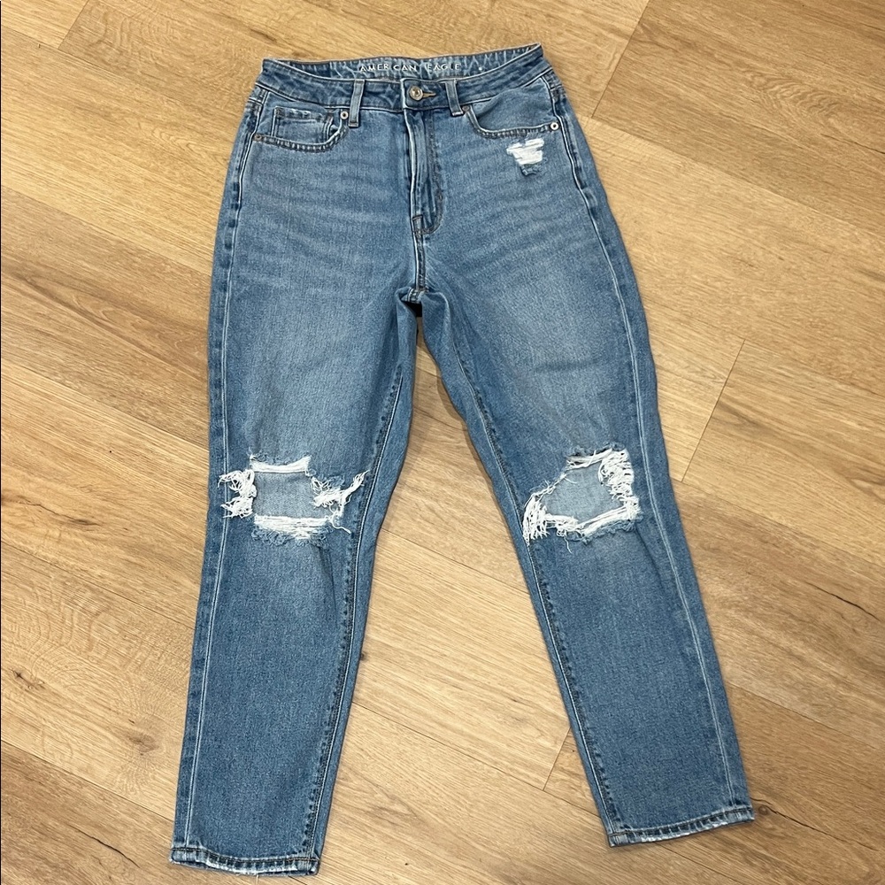 American Eagle Outfitters Blue Distressed Boyfriend Jeans